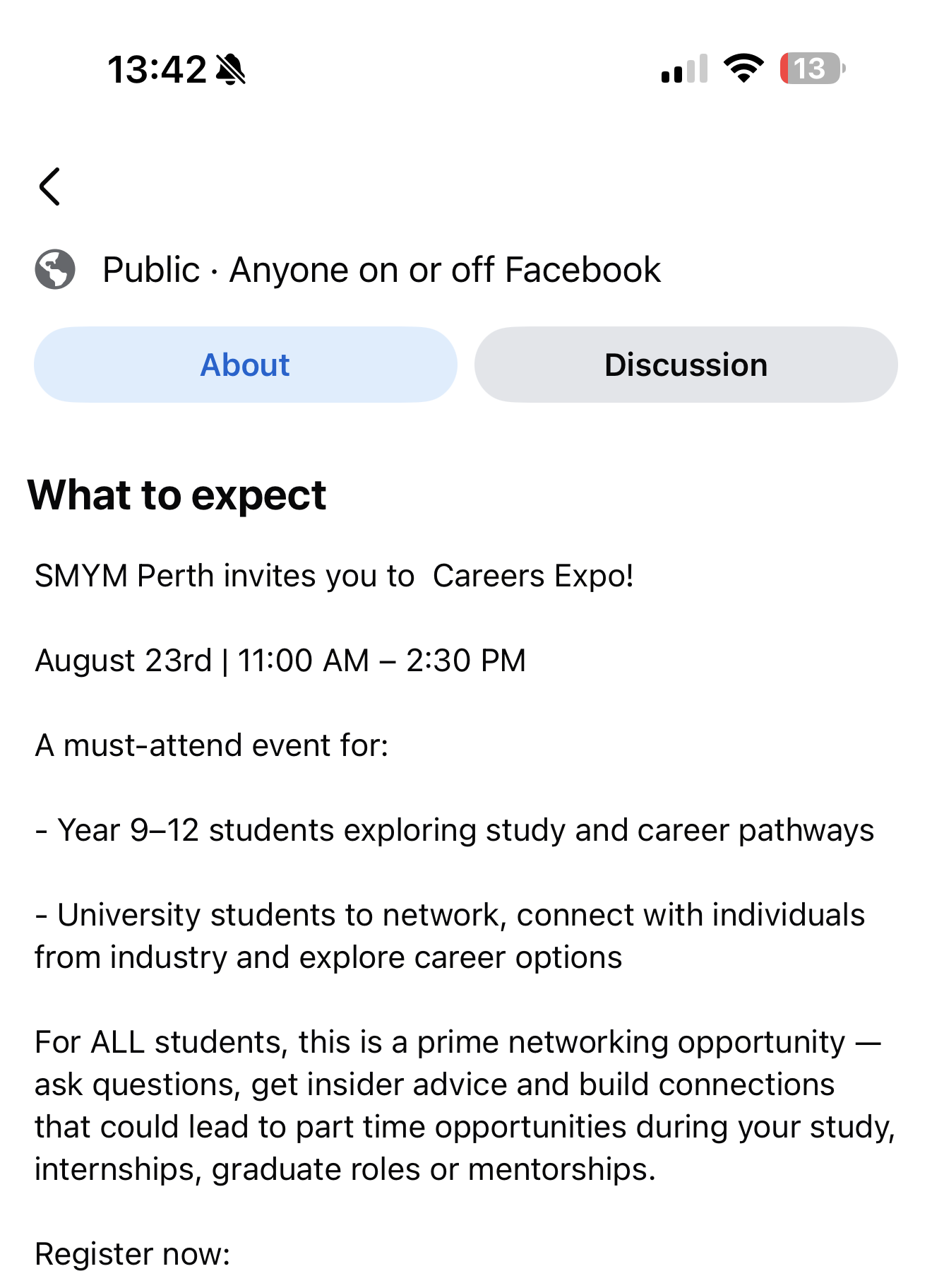 Career Expo Facebook event details — SMYM Perth